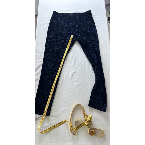 Roz & Ali Womens Medium Blue Black Floral Burnout Pants - Picture 3 of 9